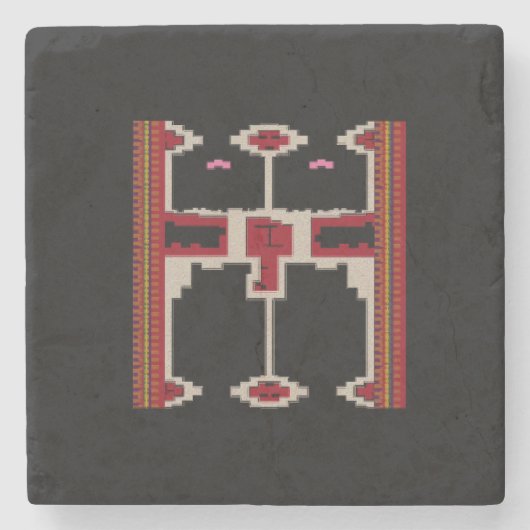 Stone Coaster with Borneo Design Stenen Onderzetter (Voorkant)