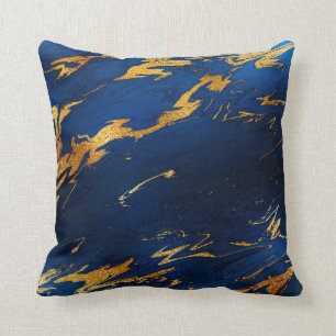 Stone Cobalt Blue Earth Tones Gold Marble Kussen