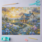 Stone Country Farmhouse in Patchwork Floral Valley Tissuepapier (Craft)