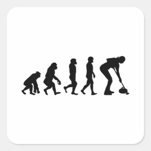 Stone Curling Winter Ice Sport Curler Evolutie Vierkante Sticker
