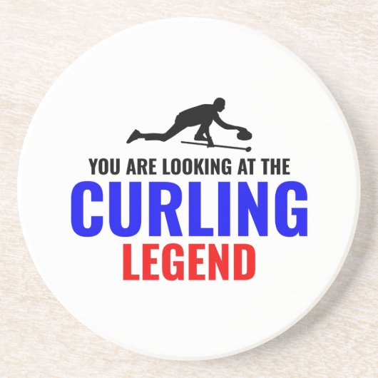 Stone Curling Winter Ice Sport Curler Funny Zandsteen Onderzetter (Voorkant)