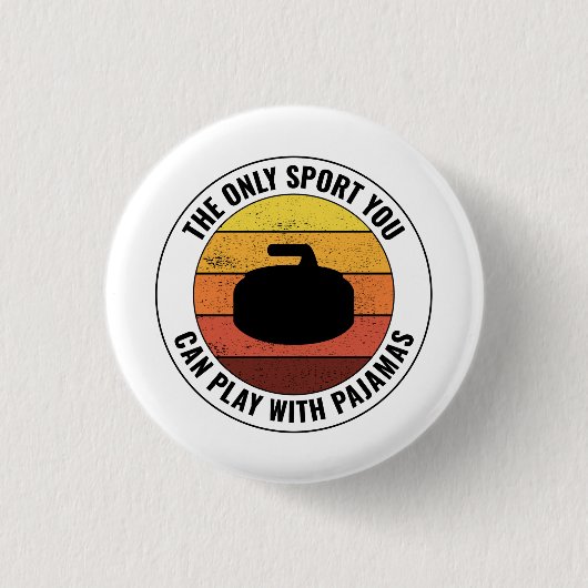 Stone Curling Winter Ice Sport Retro Ronde Button 3,2 Cm (Voorkant)