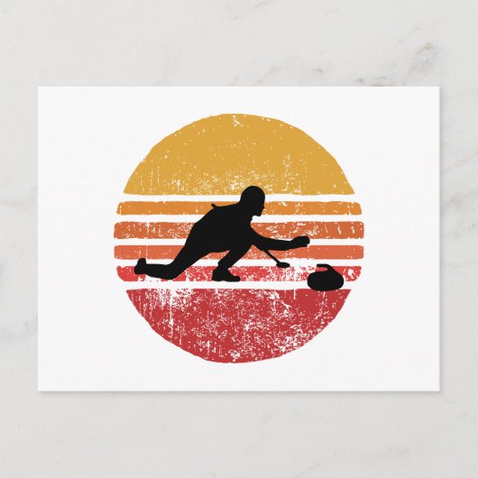 Stone Curling Winter Sport Curler Retro  Briefkaart (Voorkant)