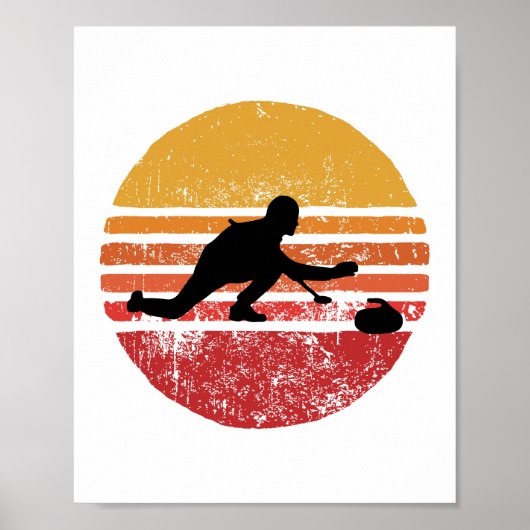 Stone Curling Winter Sport Curler Retro  Poster (Voorkant)