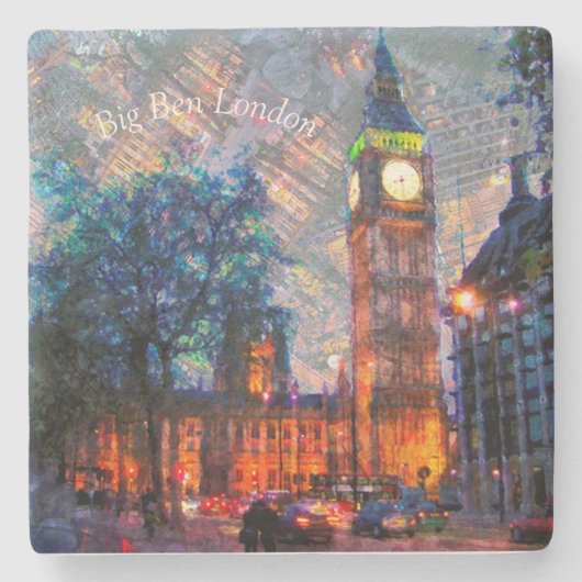 Stone Drink Coasters-Big Ben London Stenen Onderzetter (Voorkant)