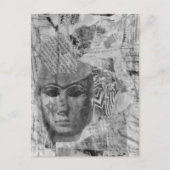 Stone face Abstract Mix Media Collage Black White Briefkaart (Voorkant)