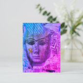 Stone face Abstract Mix Media Collage Blue Purple Briefkaart (Staand voorkant)