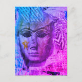 Stone face Abstract Mix Media Collage Blue Purple Briefkaart (Voorkant)