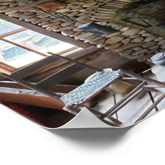 Stone Fireplace in 19e eeuw Home Poster (Hoek)