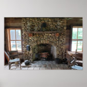 Stone Fireplace in 19e eeuw Home Poster (Voorkant)