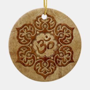 Stone Floral Aum Design Keramisch Ornament