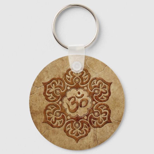 Stone Floral Aum Design Sleutelhanger (Voorkant)
