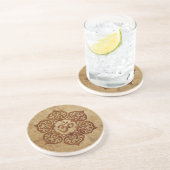 Stone Floral Aum Design Zandsteen Onderzetter (Zijkant)