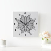 Stone Flower w/ Black Numbers Vierkante Klok (Huis)