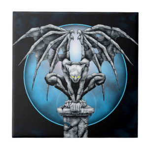 Stone Gargoyle met Blue Moon Tegeltje