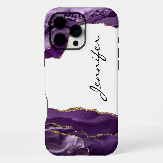 Stone Geode Agate Paarse iPhone Hoesje (Achterkant)