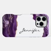 Stone Geode Agate Paarse iPhone Hoesje (Achterkant horizontaal)