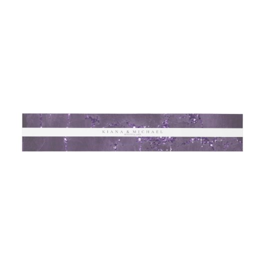 Stone Glitter Stripe Wedding Violet ID647 Uitnodigingen Wikkel (Vlak)