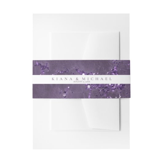 Stone Glitter Stripe Wedding Violet ID647 Uitnodigingen Wikkel (Voorkant Voorbeeld)