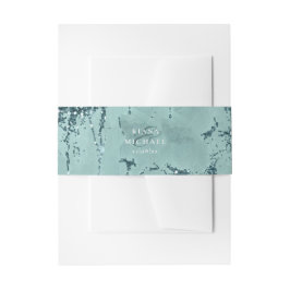 Stone Glitter Wedding Blauwgroen ID647 Uitnodigingen Wikkel