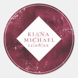 Stone Glitter Wedding Burgundy ID647 Ronde Sticker