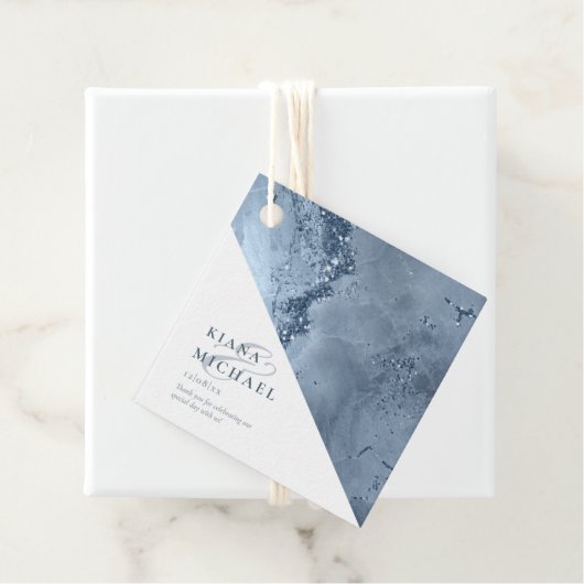 Stone Glitter Wedding Dusty Blue ID647 Bedankjes Labels (In situ)