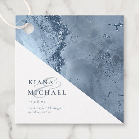 Stone Glitter Wedding Dusty Blue ID647 Bedankjes Labels (Voorkant)