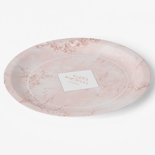 Stone Glitter Wedding Roos Gold ID647 Papieren Bordje (Gekanteld)