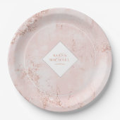 Stone Glitter Wedding Roos Gold ID647 Papieren Bordje (Voorkant)