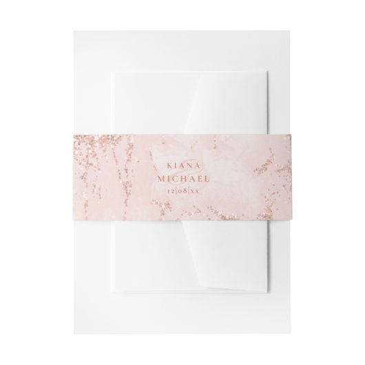 Stone Glitter Wedding Roos Gold ID647 Uitnodigingen Wikkel (Voorkant Voorbeeld)