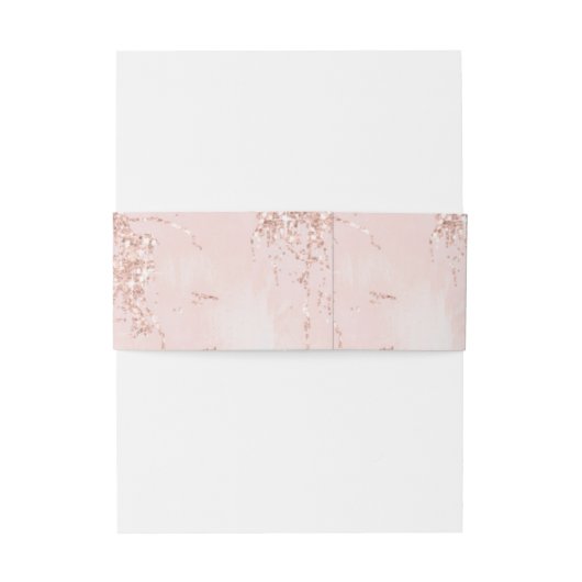 Stone Glitter Wedding Roos Gold ID647 Uitnodigingen Wikkel (Achterkant Voorbeeld)