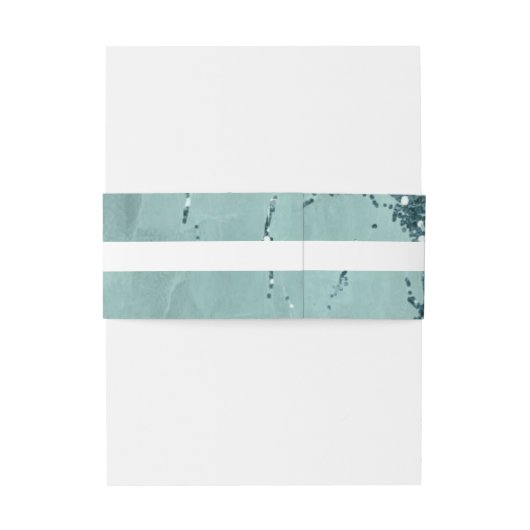 Stone Glitter Wedding Stripe Blauwgroen ID647 Uitnodigingen Wikkel (Achterkant Voorbeeld)
