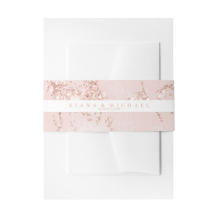 Stone Glitter Wedding Stripe Roos Gold ID647 Uitnodigingen Wikkel