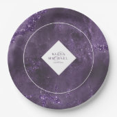 Stone Glitter Wedding Violet ID647 Papieren Bordje (Voorkant)