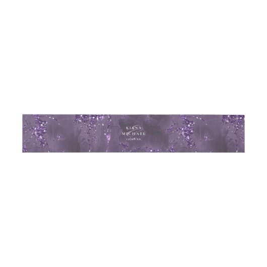 Stone Glitter Wedding Violet ID647 Uitnodigingen Wikkel (Vlak)