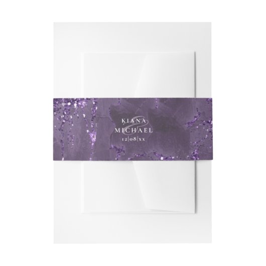 Stone Glitter Wedding Violet ID647 Uitnodigingen Wikkel (Voorkant Voorbeeld)