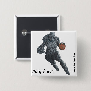 Stone Golem Basketbal Sport Fantasy Art Button