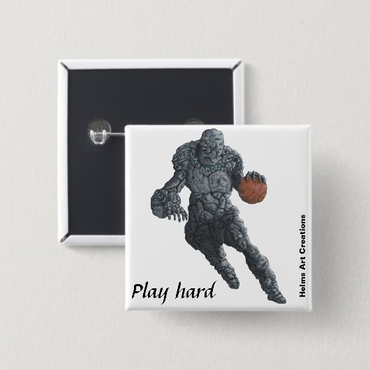 Stone Golem Basketbal Sport Fantasy Art Button (Voorkant /achterkant)