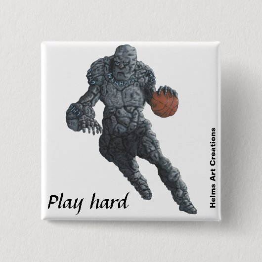Stone Golem Basketbal Sport Fantasy Art Button (Voorkant)