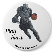 Stone Golem Basketbal Sport Fantasy Art Button