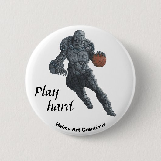Stone Golem Basketbal Sport Fantasy Art Button (Voorkant)