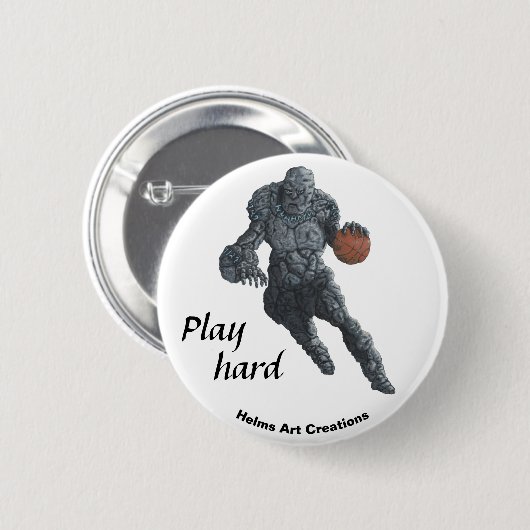 Stone Golem Basketbal Sport Fantasy Art Button (Voorkant /achterkant)