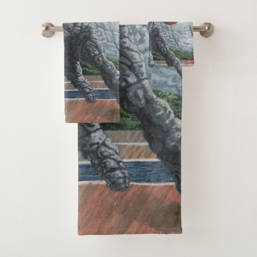 Stone Golem Pplaying Basketball Bath Towels Bad Handdoek (Insitu)