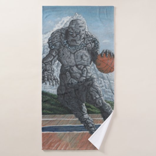 Stone Golem Pplaying Basketball Bath Towels Bad Handdoek (Badhanddoek)