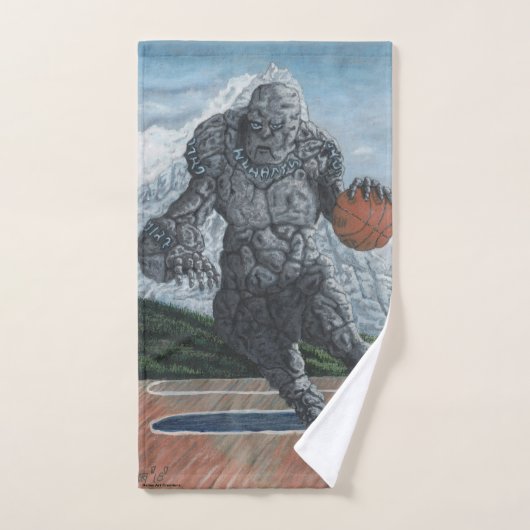 Stone Golem Pplaying Basketball Bath Towels Bad Handdoek (Handdoek)