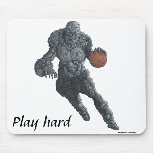 Stone Golem speelt basketbal en speelt hard Mousep Muismat (Voorkant)