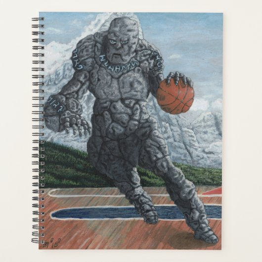 Stone Golem speelt basketbal Fantasy Art Planner (Voorkant)