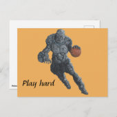 Stone Golem speelt basketbal Fantasy Briefkaart (Voorkant / Achterkant)