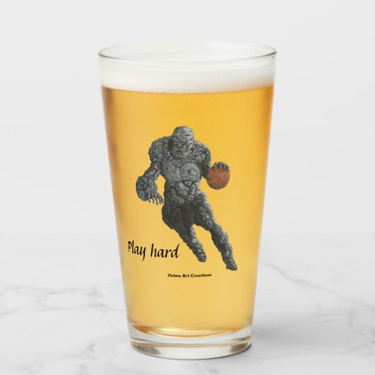 Stone Golem speelt basketbal Fantasy Glass Cup Glas (Voorkant gevuld)