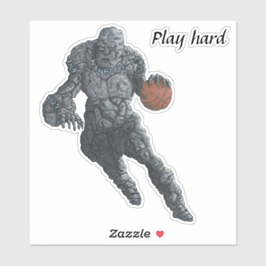 Stone Golem speelt basketbal Fantasy Sticker (Vel)